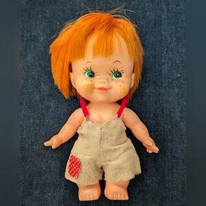 Oddity VTG Rare Smiling Red Head Green Eyes Freckles Doll Made in Japan 7"